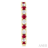 1.80 MM Round Shape Ruby and 1/4 ctw Round Cut Diamond Precious Hoop Earring in 10K Yellow Gold
